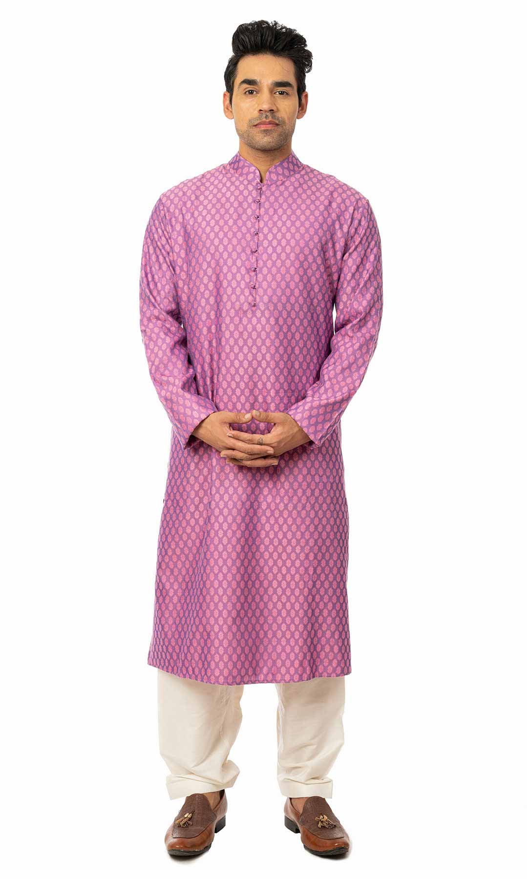 Purple Banarasi Jacquard Kurta Set - Viraaya By Ushnakmals