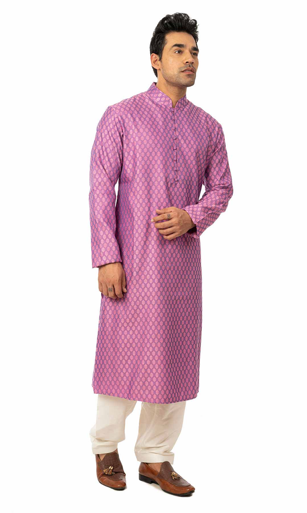 Purple Banarasi Jacquard Kurta Set - Viraaya By Ushnakmals