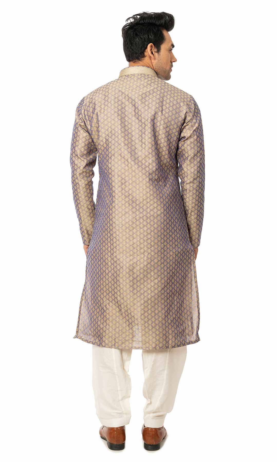 Grey Banarasi Jacquard Kurta Set - Viraaya By Ushnakmals