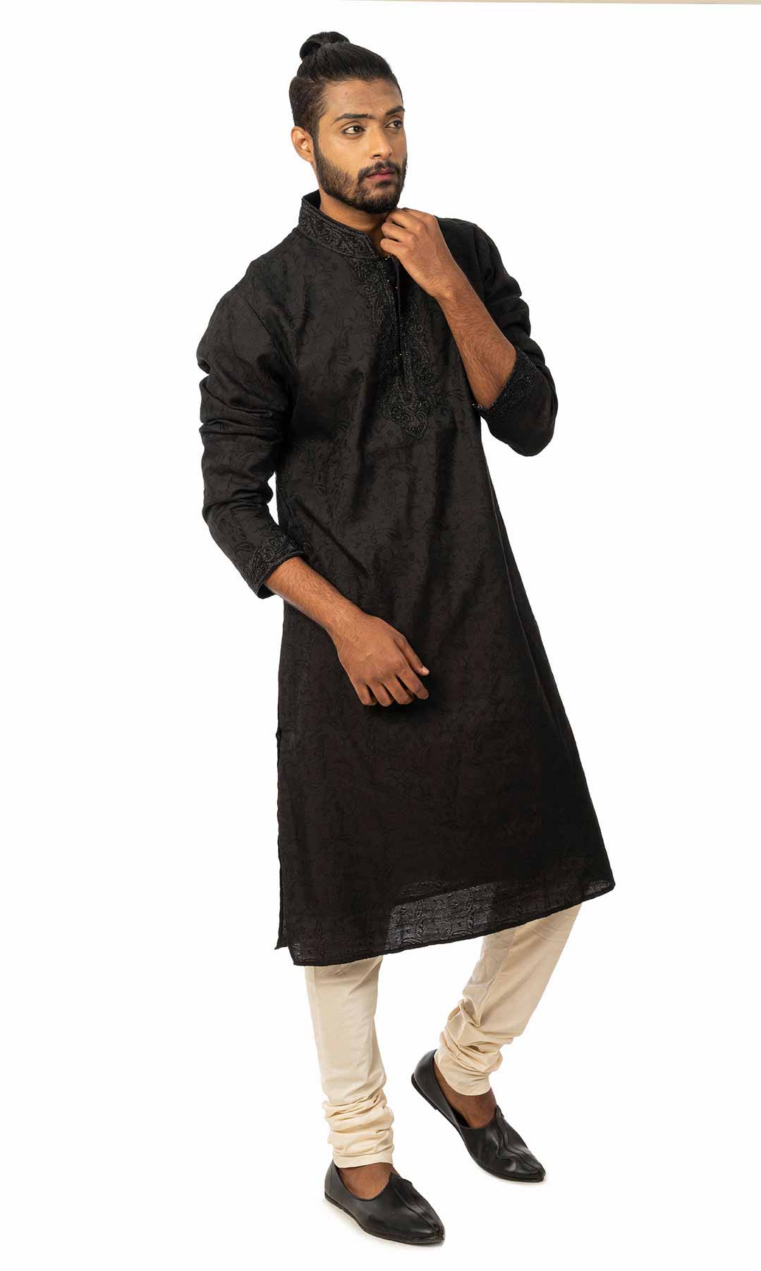 Black Hand Embroidered Kurta Set  – Viraaya By Ushnakmals