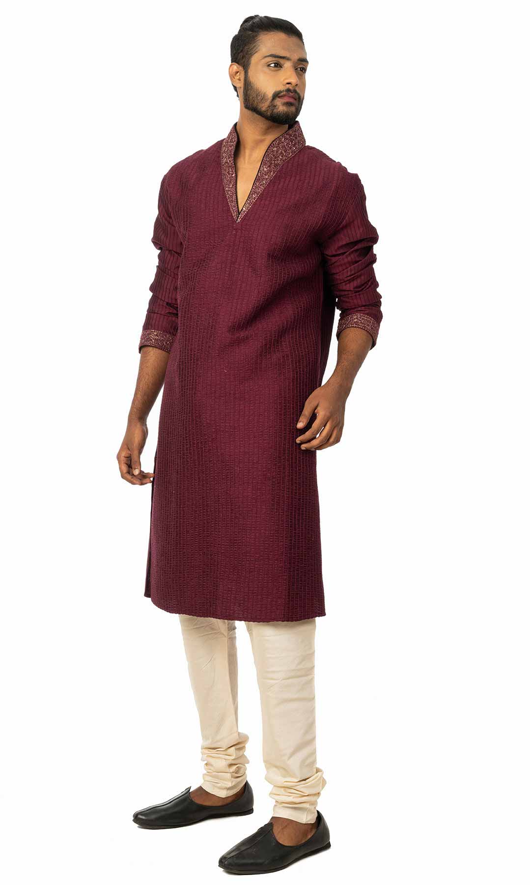 Wine Cotton Silk Kurta Set  – Viraaya By Ushnakmals