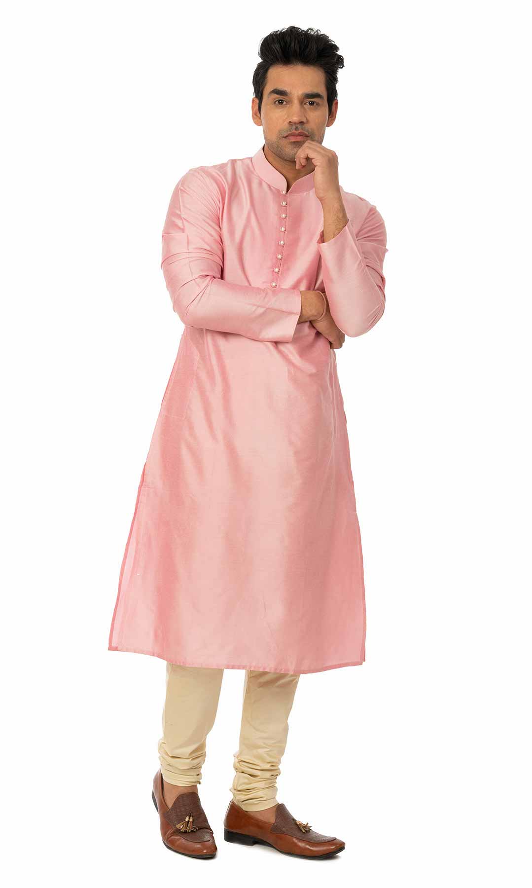 Pink Cotton Silk Kurta Set  – Viraaya By Ushnakmals