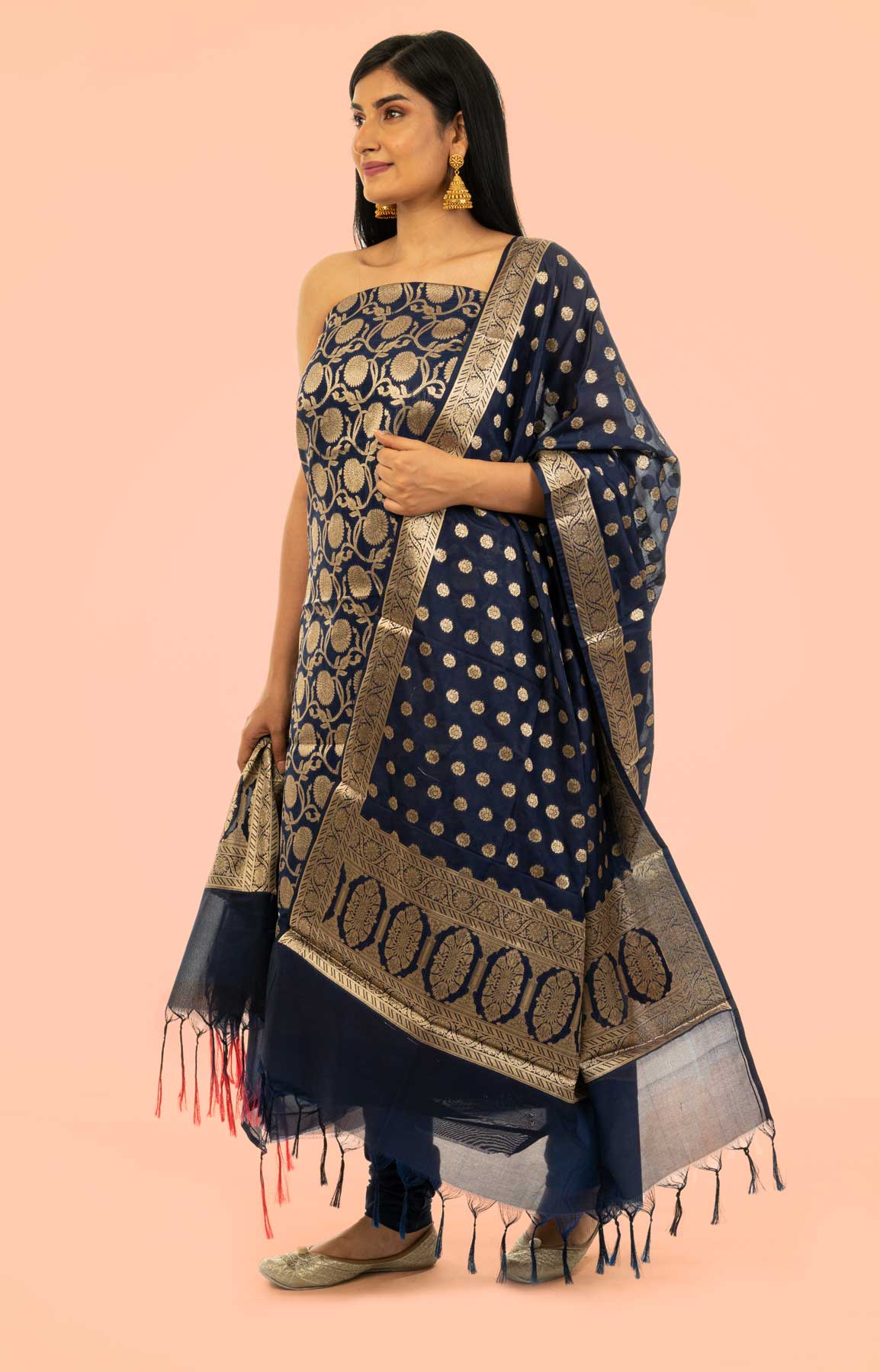 Royal Blue Banarasi Brocade Unstitched Suit Fabric – Viraaya By Ushnakmals