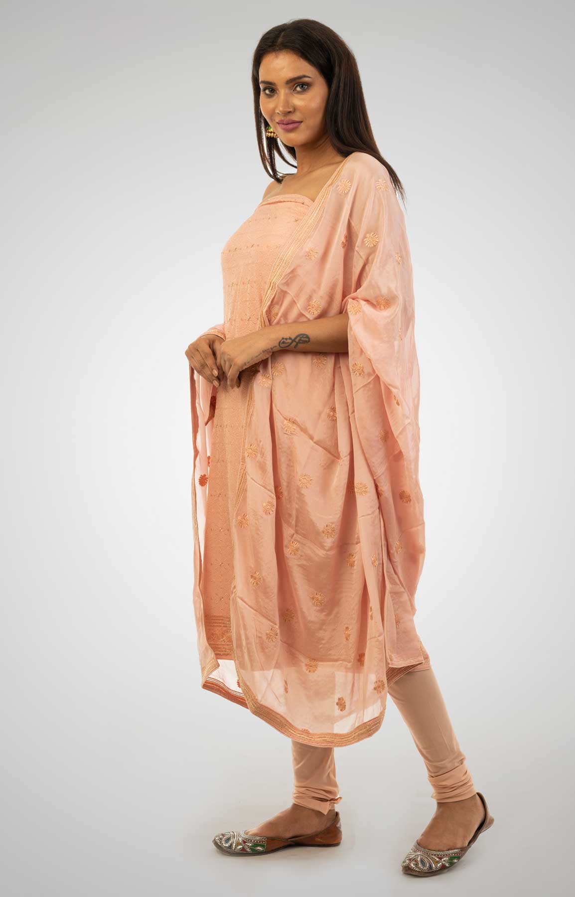 Rosewood Crepe Suit Fabric With Resham And Cut Dana Work – Viraaya By Ushnakmals