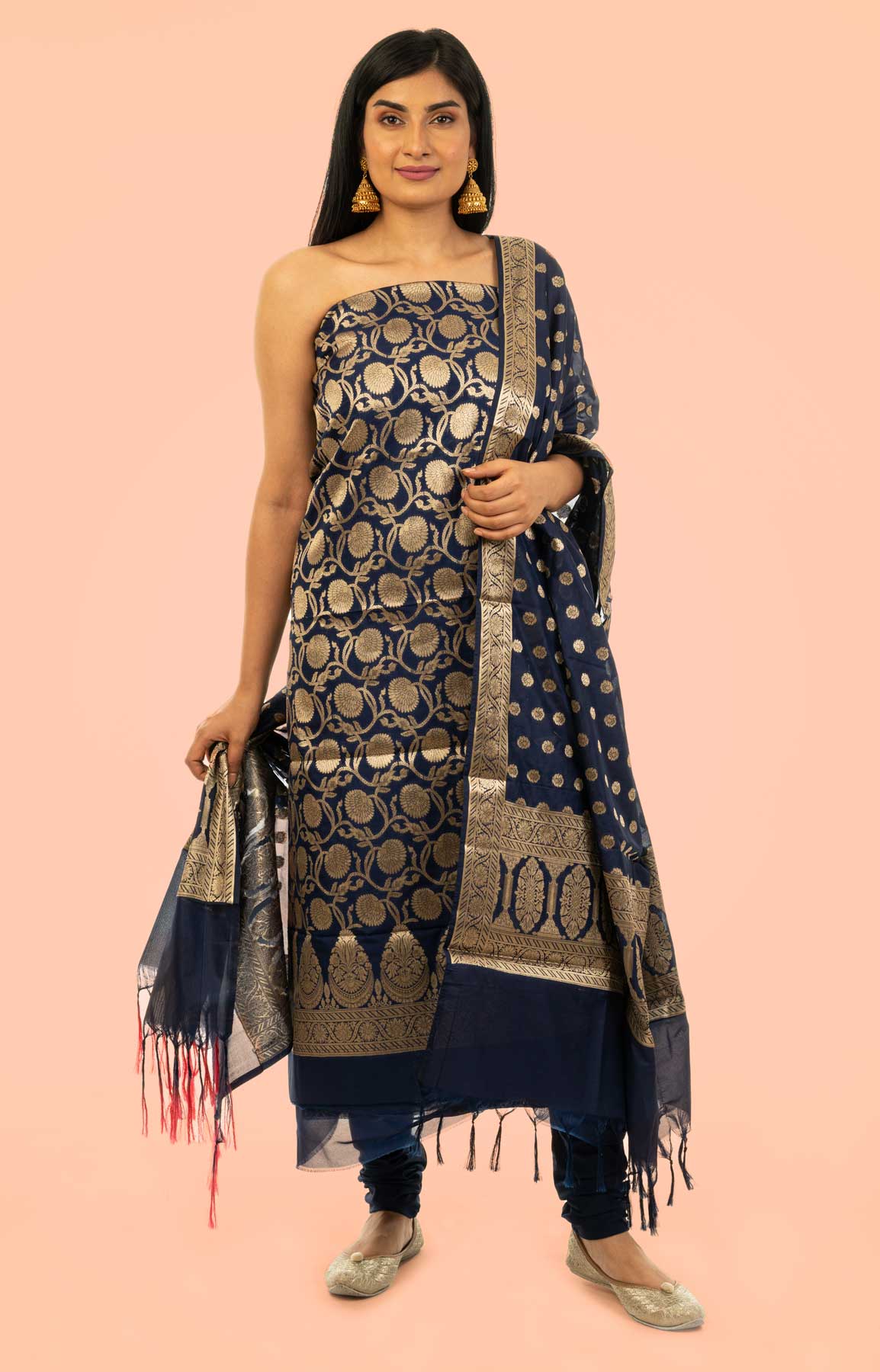 Royal Blue Banarasi Brocade Unstitched Suit Fabric – Viraaya By Ushnakmals